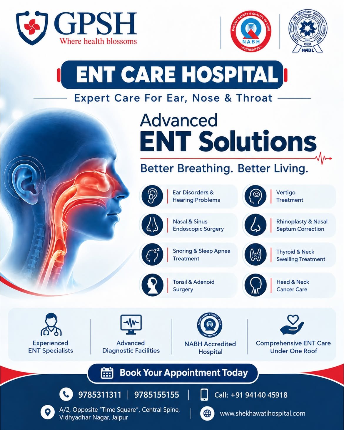 ENT care for better breathing, better hearing, and better living. 